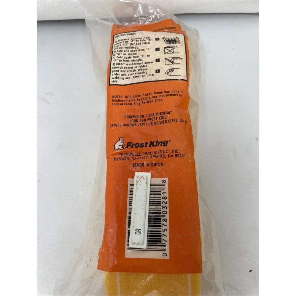Frost King Lawn Chair Webbing Yellow White Stripe 2.25
